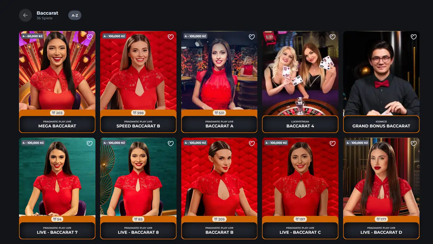 Live-Baccarat-Tisch im Corgibet Casino