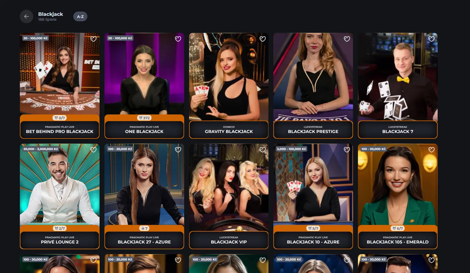 Live-Blackjack-Tisch im Corgibet Casino mit echten Dealern