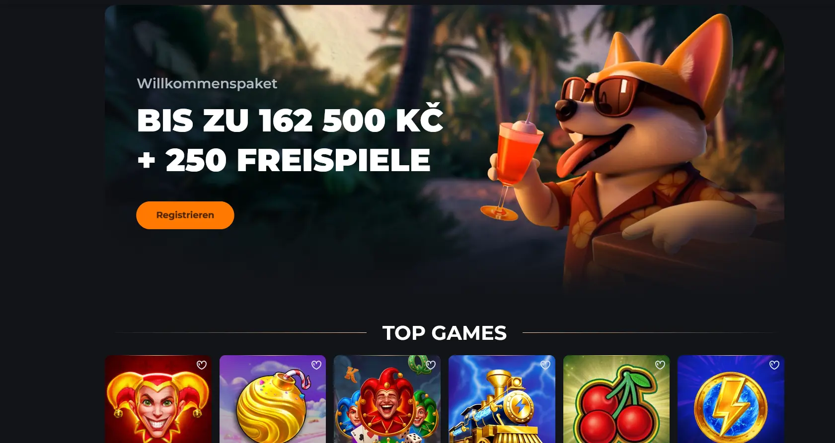 Übersicht der Corgibet-Spielekategorien in der Casino-Lobby